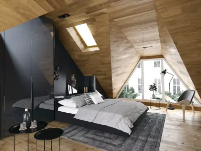 Mansard bedroom 3D model