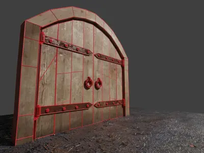 Medieval gates Low-poly 3D model