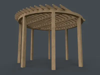 PBR Wooden Pergola Gazebo A2 Low-poly 3D model