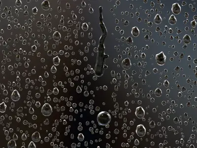 Water Dripping on Window Glass  100 Frame Baked VFX Simulation Low-poly 3D model