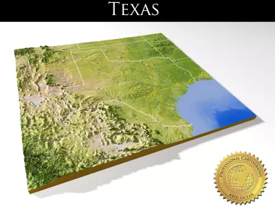 Texas High resolution 3D relief maps 3D model