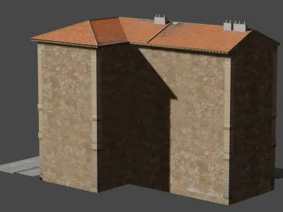 Low Poly Central Eastern European City Building Low-poly 3D model