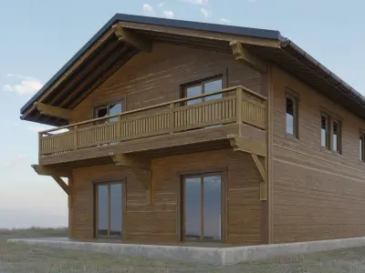 Wooden House Chalet 3D model