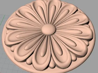 Door flower 3D relief STL Model for CNC woodworking carving E311 3D model