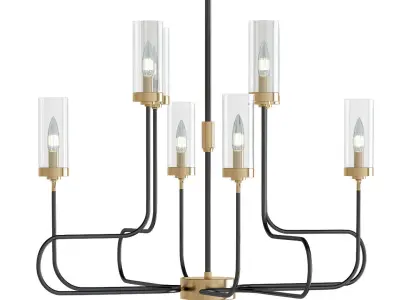 5 Mix collection olympic chandelier - clear glass spheres 3D model