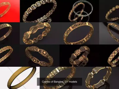 Combo of 21 Bangles 3D Model Pack