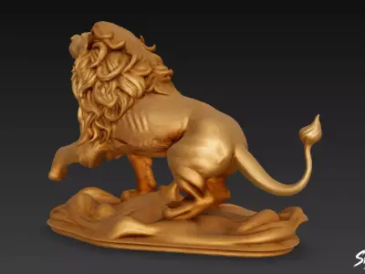 Lion Statue V19 Low-poly 3D model