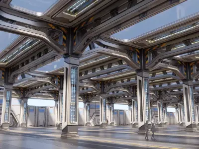 Sci-Fi Warehouse - Hall 3D model