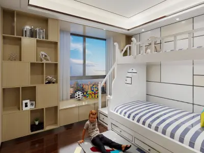 Modern Boy Children Bedroom 3D Model 3D model