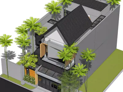 3D Model House Japandi Modern Minimalist Two-Story 3D model