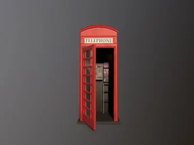 Telephone booth Low-poly 3D model 2