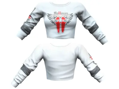Space Biker Full Pants Cropped Top Boots Outfit Low-poly 3D model