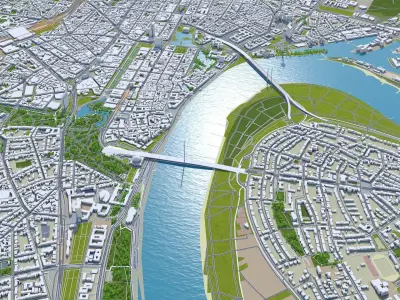 Dusseldorf Downtown Germany Low-poly 3D model