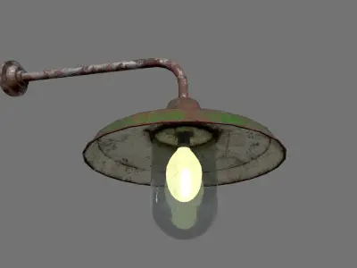 Old Rusted Outdoor Wall Lamp  Low-poly 3D model