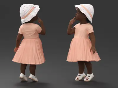  Little African Girl Light Skin in Summer Rigged for Maya 