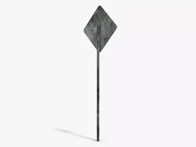 Damaged Pedestrian Sign Low-poly 3D model