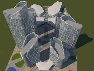 Building futuristic city 3D model