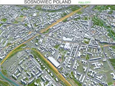 Sosnowiec Poland 30km Low-poly 3D model