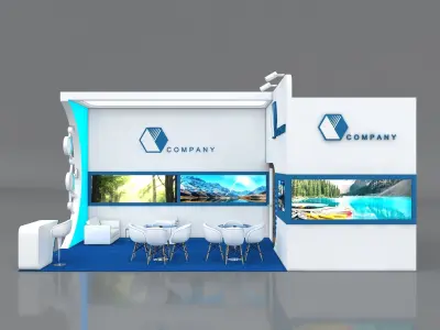 Booth Exhibition Stand Stall 8x5m Height 400 cm 2 Side Open 3D model