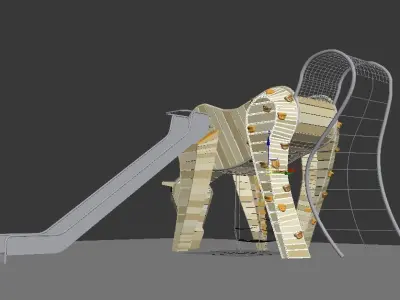 wooden horse Kids playground 3D model