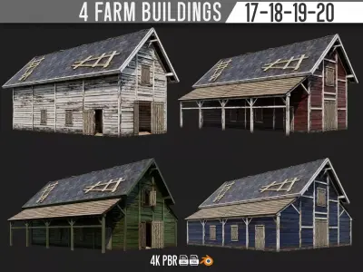 17-18-19-20 - Farm Buildings 4K PBR GameReady Low-poly 3D model