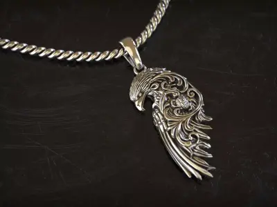 Ornate Eagle Filigree Wing Pendant 3D print model