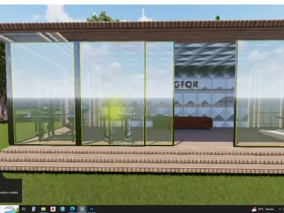 Outdoor gym area in glass conservatory 3D model