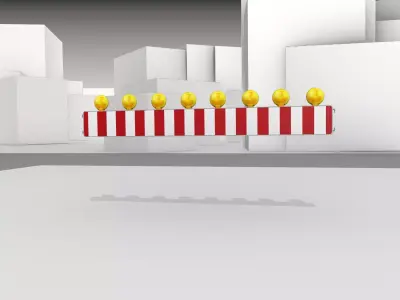 Construction Barrier 4 with warning lights 600-36 250x2400mm Low-poly 3D model