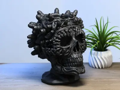 Robot Skull pen holder Cyborg pen holder 3D print model buy