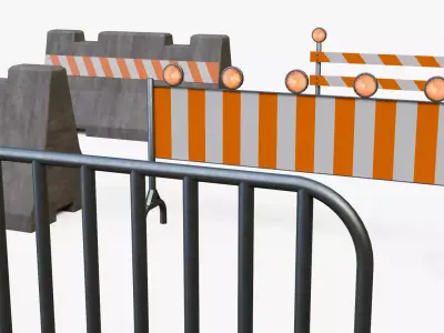 Street Barriers v2 Low-poly 3D model