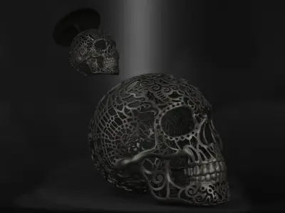 Mexican calavera wire skull with wire skull inside 3D print model