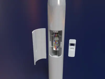 Street Light - lamppost with internal electrics and wiring Low-poly 3D model