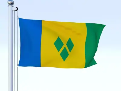 Animated Saint Vincent and the Grenadines Flag Low-poly 3D model