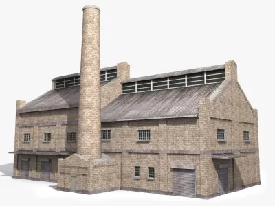 Factory x4 Low-poly 3D model