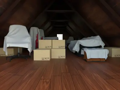 Attic Interior Low-poly 3D model