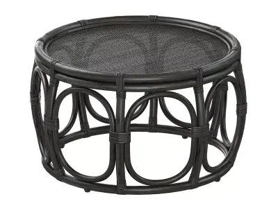 Black Round Wicker rattan bamboo table 3D model