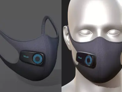 Gas mask fabric respirator scifi military  Low-poly 3D model
