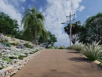 3D Exterior Scene 3D model design garden and landscape  3D model