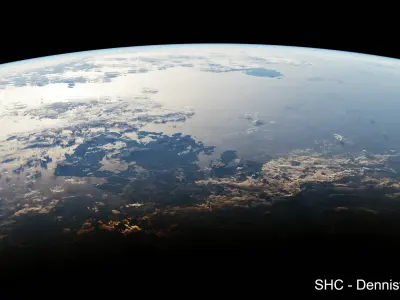 Large scale procedural planet with 3D cities and vegetation 3D model