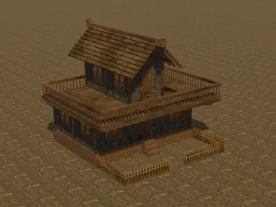 Medieval house eight 16 Low-poly 3D model