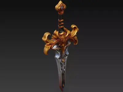 Aurion Flameblade - Celestial Royal Sword Low-poly 3D model