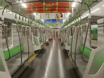 Japanese Train JR line Shinjuku Low-poly 3D model