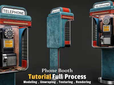 Phone Booth Low-poly 3D model