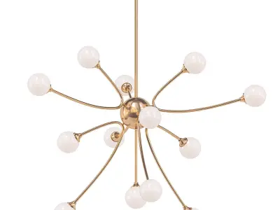 VIGNETTE modern chandelier in brass with glass balls 3D model