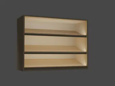 Cupboard wooden shelf with lights Free 3D model