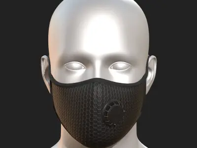 Gas mask protection futuristic fabric  Low-poly 3D model