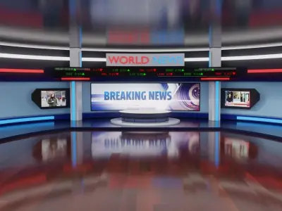 Virtual TV News Studio 3D model