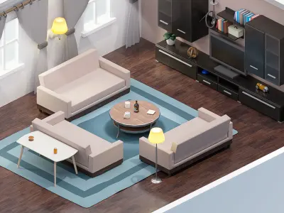 Room 29 Low-poly 3D model