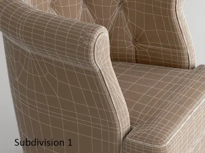 Natural Fabric Arm Chair Low-poly 3D model