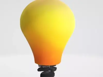 Vibrant Yellow Lightbulb 3D Asset 3D model